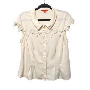 MODCLOTH Cream Crochet Leaf Sleeve Blouse 1X